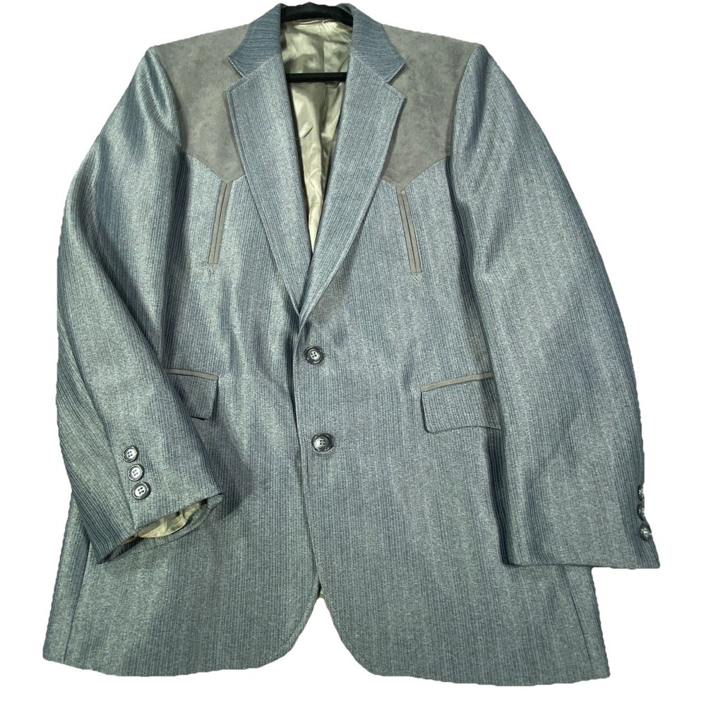 Circle S Dallas Texas Western Yoke Blazer Jacket Sport Coat 42 R Rockabilly Gray